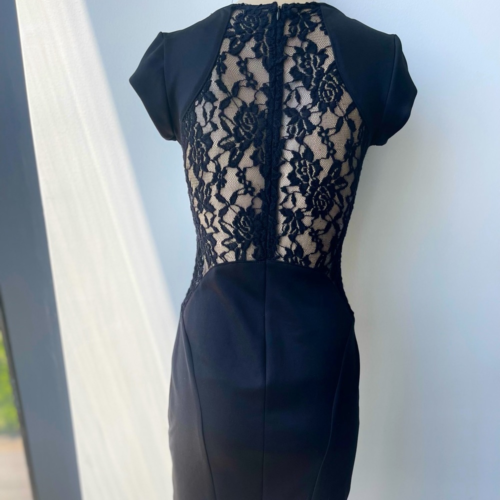 Lace back Black Mini Pencil Dress